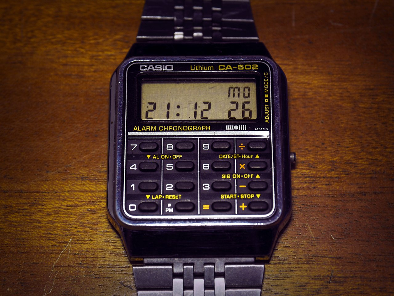Figure 8 — A Casio CA-502 alarm chronograph calculator watch of 1984.