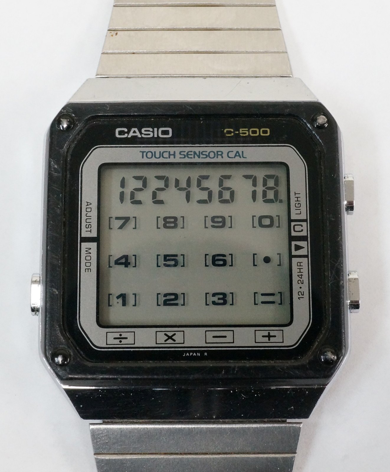 Figure 4 — The Casio TC500 "Touch Sensor Cal" of 1983: the keys are printed on the glass over the display.