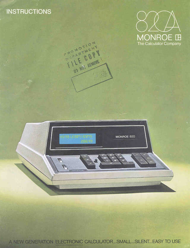 Figure 3 — The instruction booklet of the Monroe 820A, "the smallest CRT-display desktop calculator in the world".