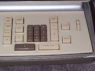 Figure 2 — The Friden 130's keyboard: the eleven-key number pad (ten digits and the decimal point) in the centre, the operation keys round it, and the decimal-point selector at the right.