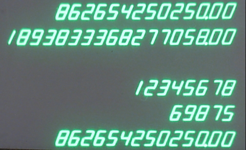 Figure 20 — The Victor 3900's five-line display: two memory registers at the top and three working registers below.