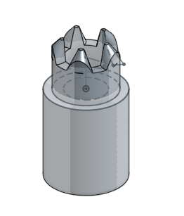 Figure 3 — The tens bell modelled as a single solid. In the original this is a multi-segment assembly; printing it whole removes several press fits that plastic would not survive.