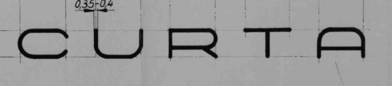 Figure 3 — The CURTA wordmark as CAD artwork, prepared for cutting as a paint mask.