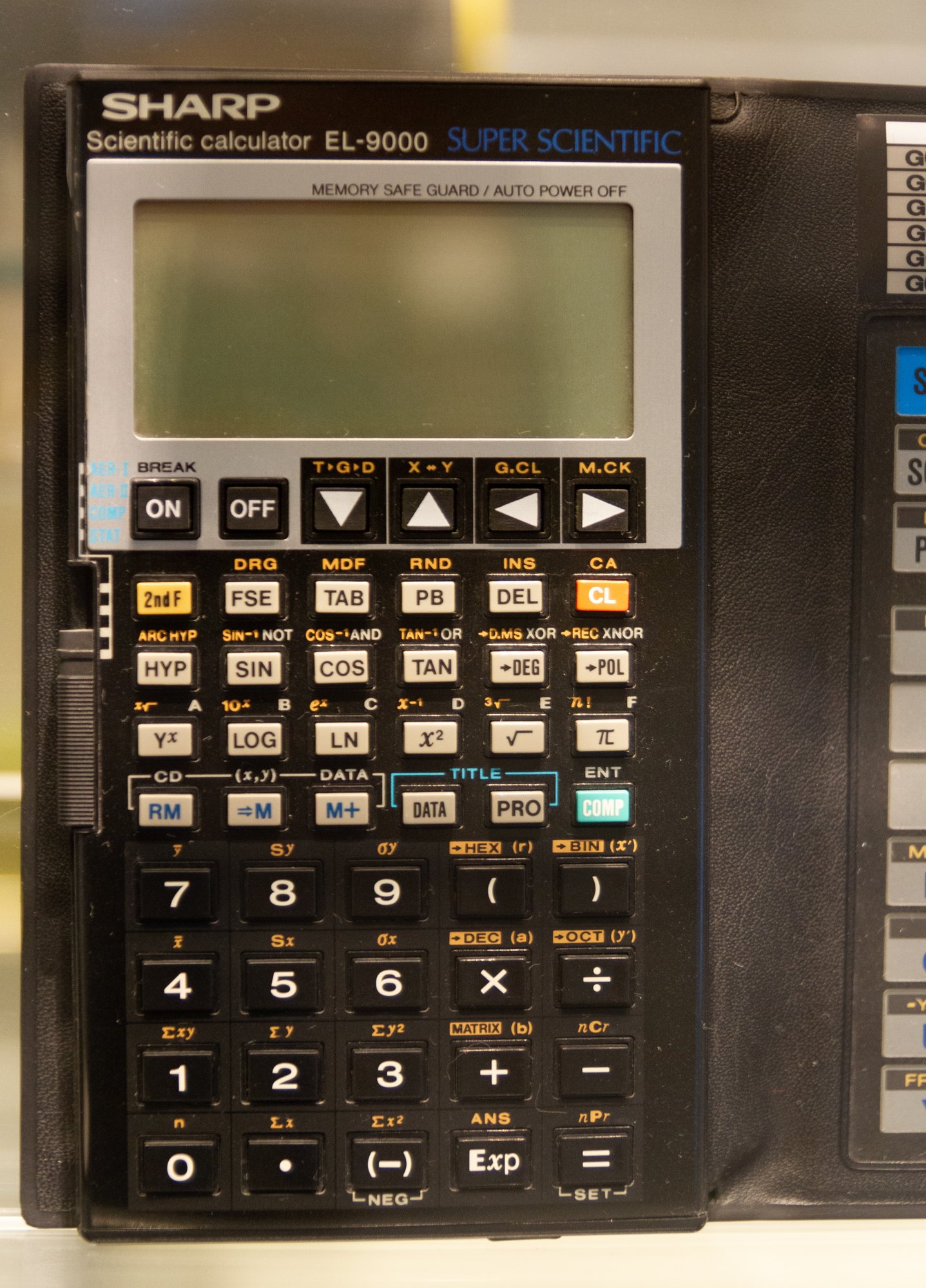 Figure 5 — The Sharp EL-9000, sold elsewhere as the EL-5200 (1986), with its folding cover.