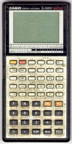 Figure 3 — A well-used Casio fx-7000G. The first graphing calculator sells for less than a new scientific.