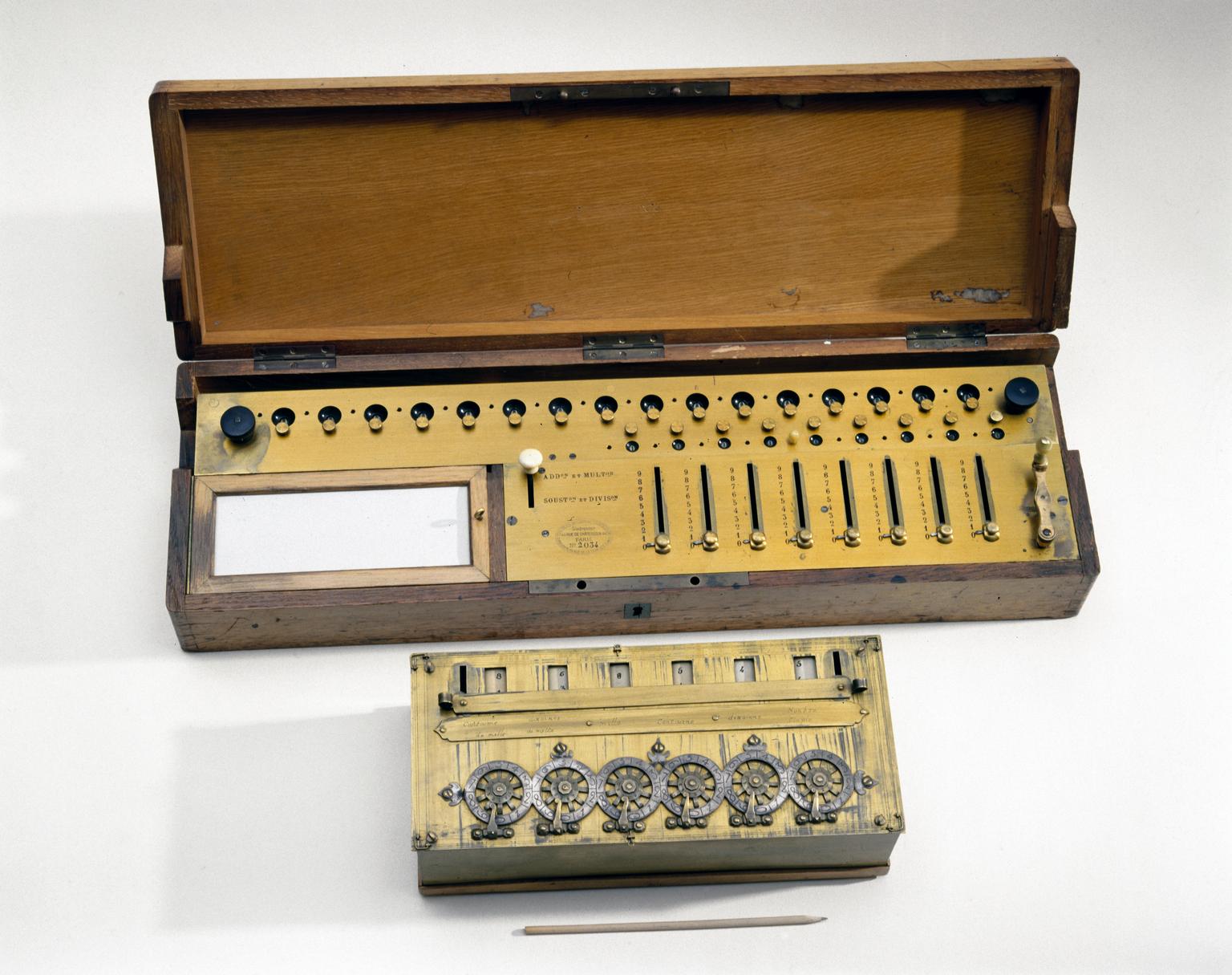 Figure 10 — A Thomas de Colmar arithmometer, number 2034, the stepped-drum machine from which the commercial calculator industry grew.