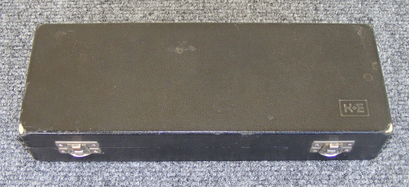 Figure 3 — A K&E 4242 of the late 1940s, its case closed: the black case with the K&E monogram is typical of the post-war instruments.