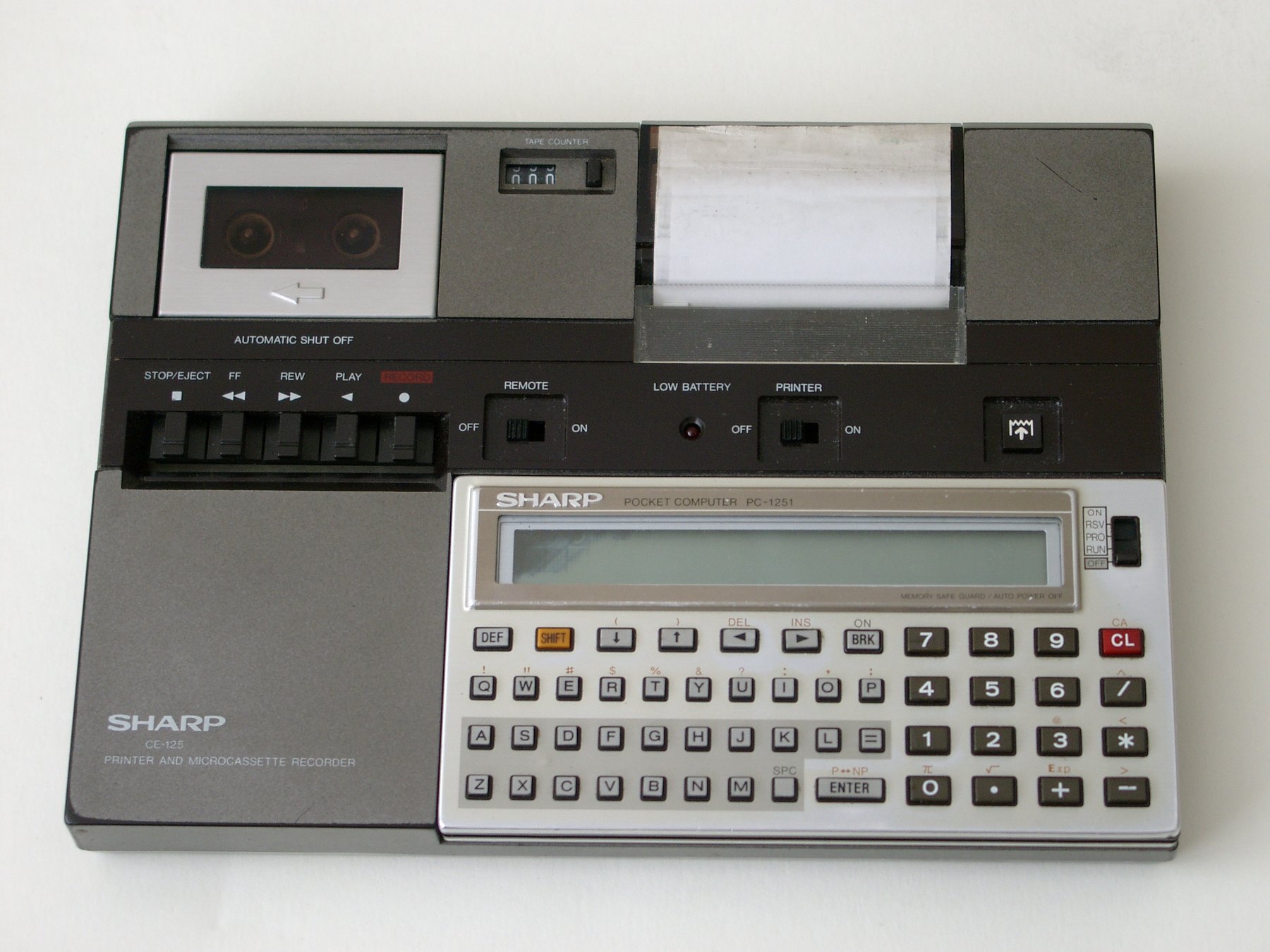 Figure 4 — The Sharp PC-1251, Radio Shack's PC-3: smaller than the PC-1211, with an 8-bit processor, and able to run the older machine's programs.