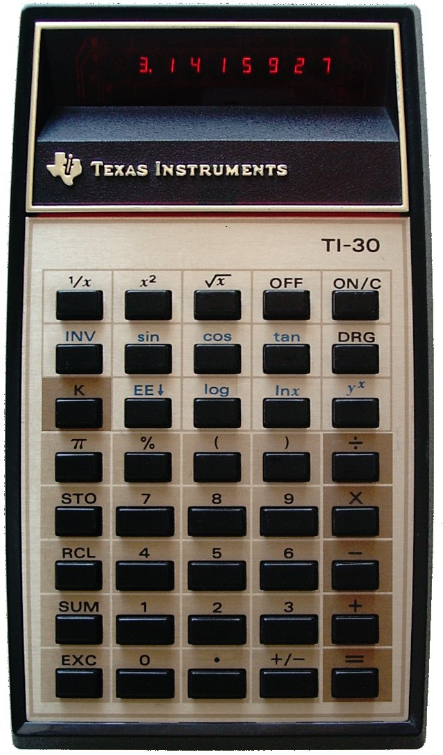 Figure 9 — The Texas Instruments TI-30 of 1976, $24.95: the calculator that ended the slide rule.