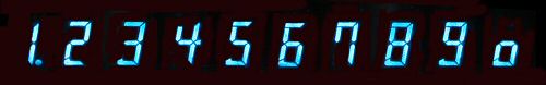 Figure 11 — The figures of Futaba DG-10FL tubes in a Casio AS-8S, lit: the slanted seven-segment style of the early 1970s.