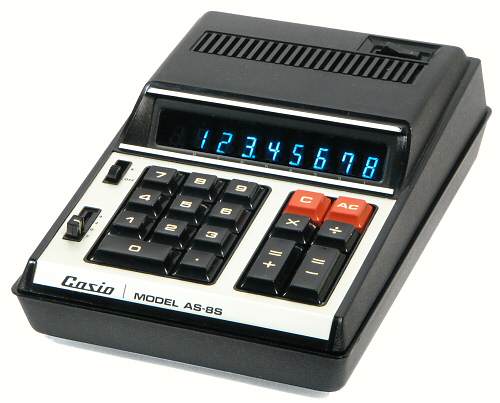 Figure 9 — A Casio AS-8S of 1972, a small mains desk machine with eight Futaba DG-10FL tubes and one Hitachi calculator chip.