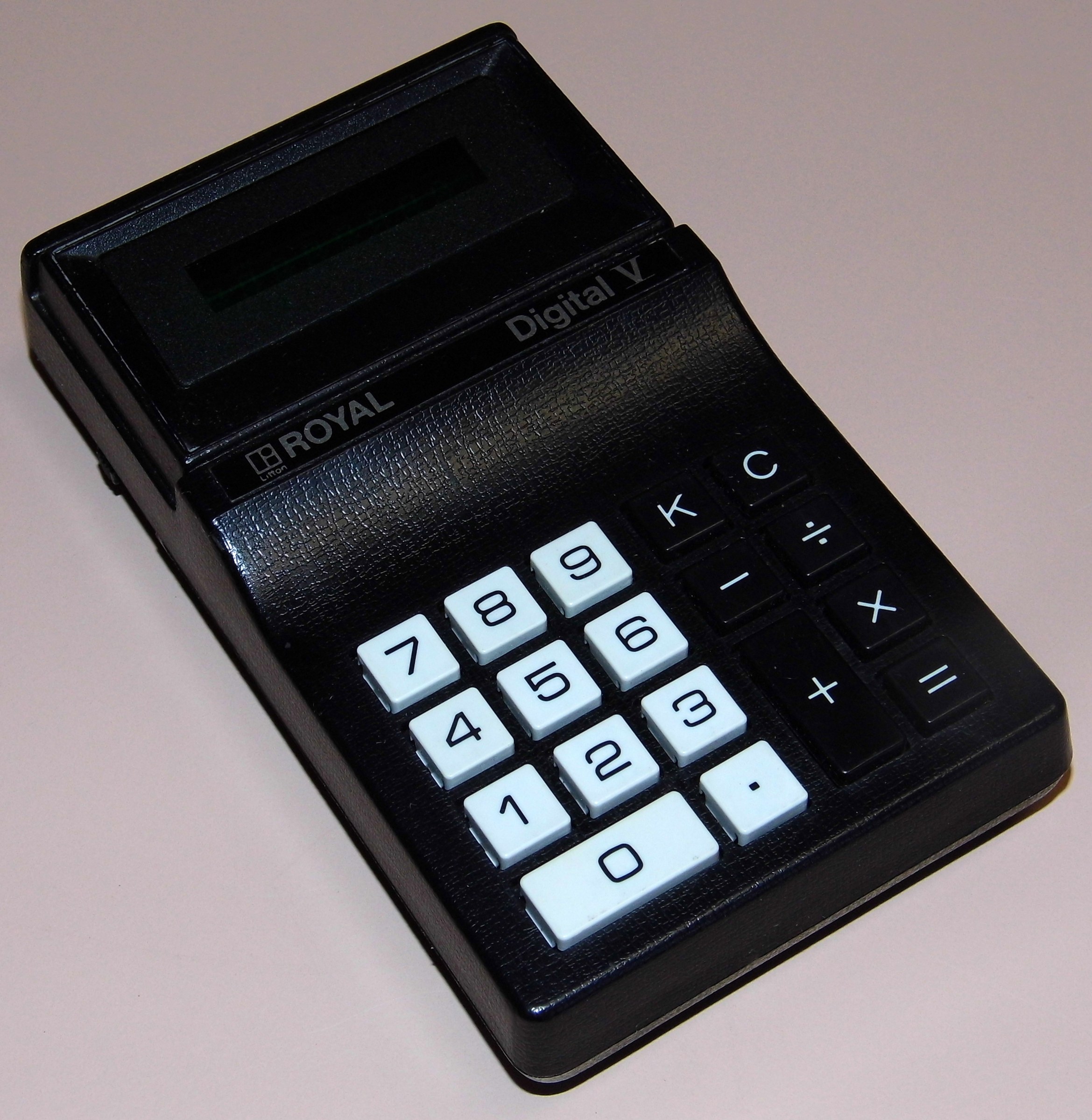 Figure 24 — A Royal Digital V pocket calculator of about 1972, made in Japan, with a green fluorescent display.