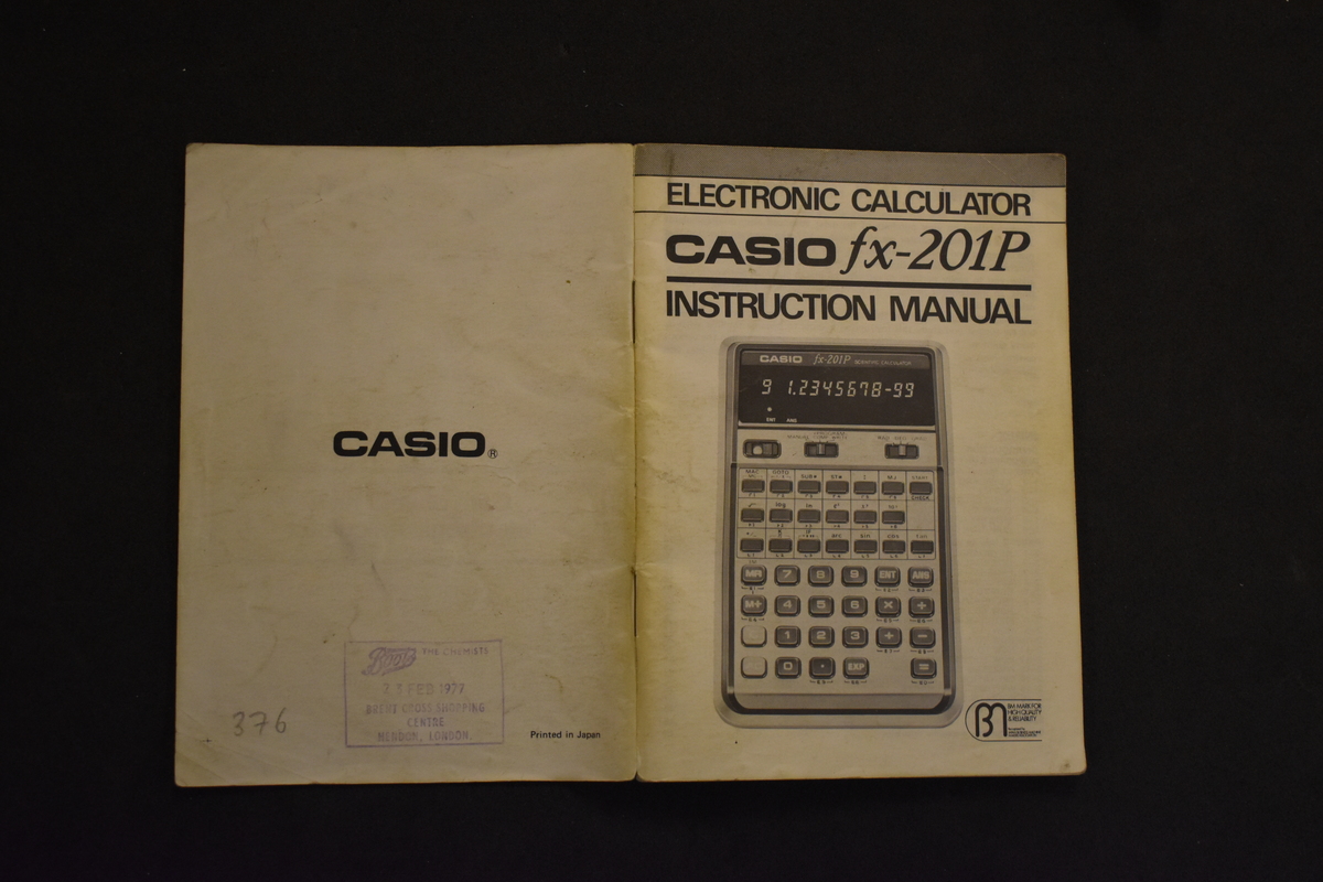 Figure 3 — The instruction manual of a Casio fx-201P programmable scientific of 1976.